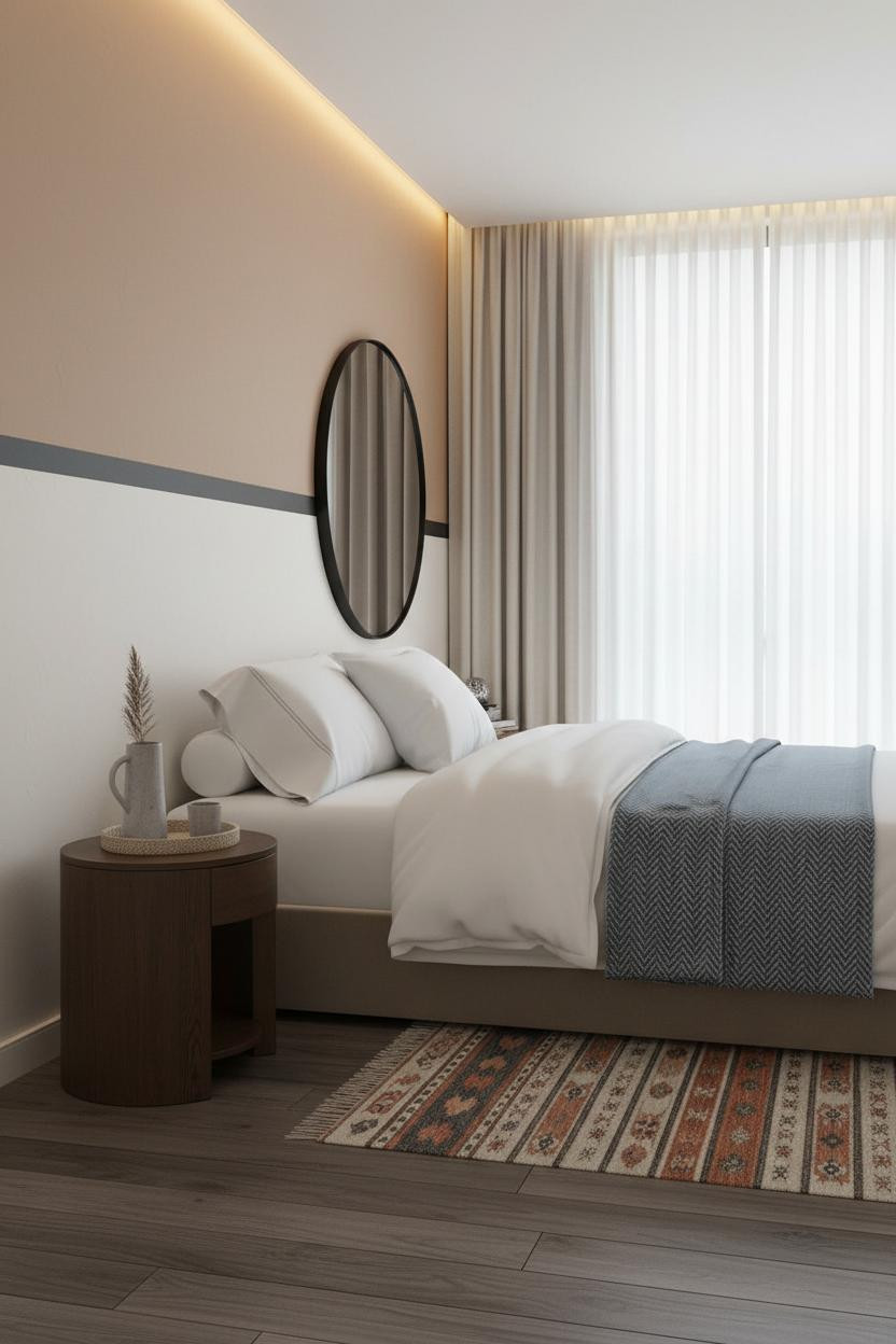 Small Bedroom DIY Geometric Stripe Accent