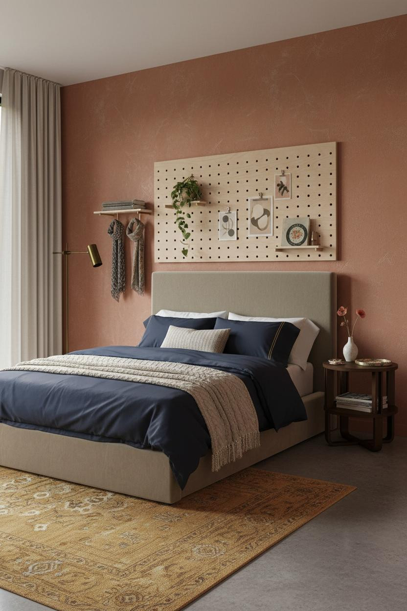 Small Bedroom DIY Pegboard Wall Storage