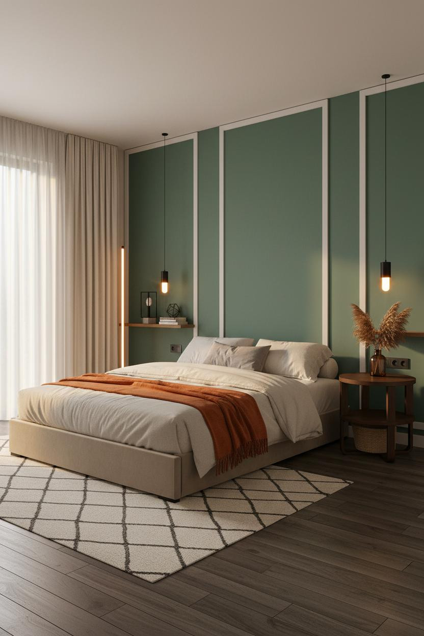 Small Bedroom DIY Sage Accent Wall