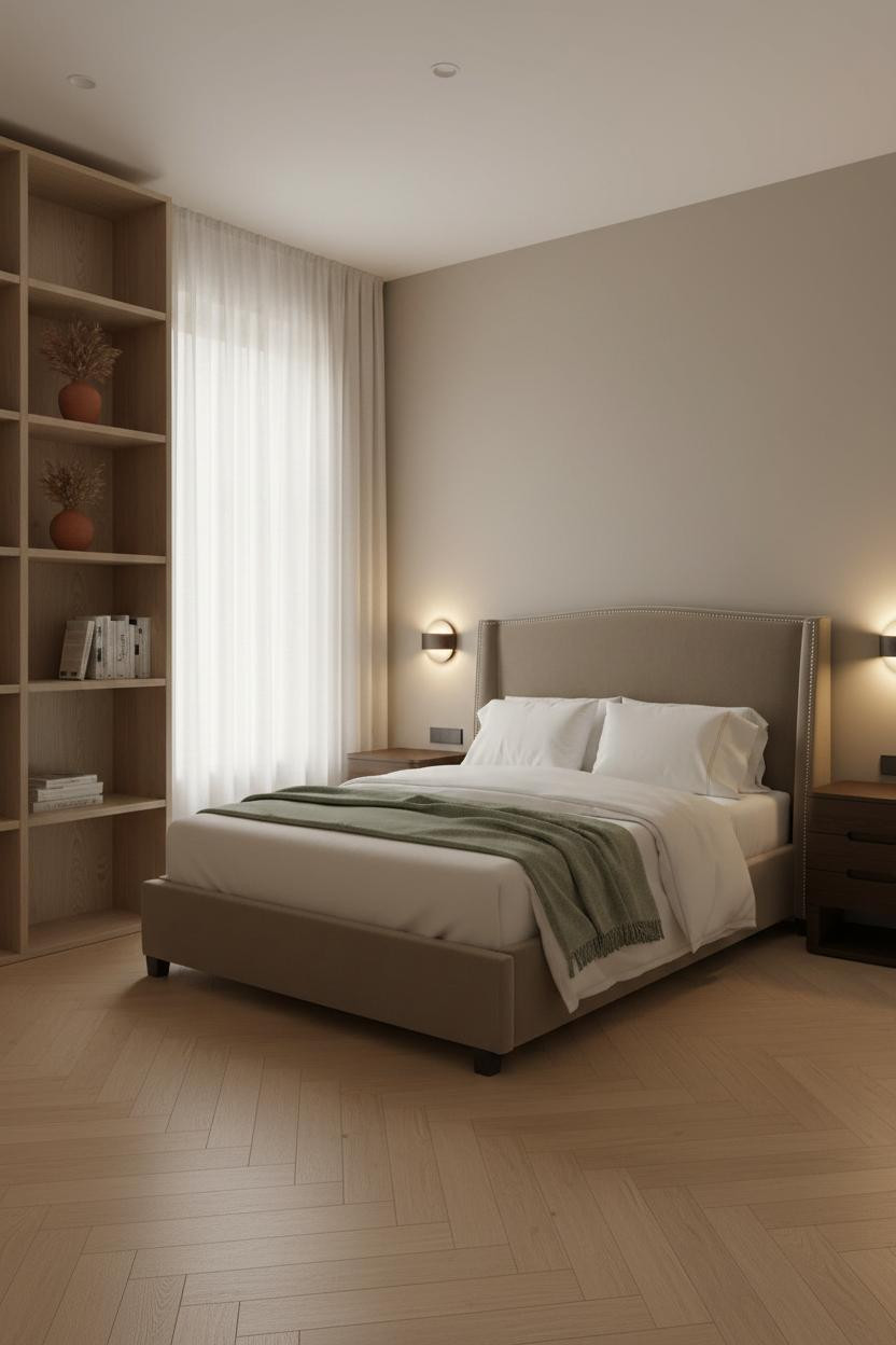 Small Bedroom Layout Coastal Shelving