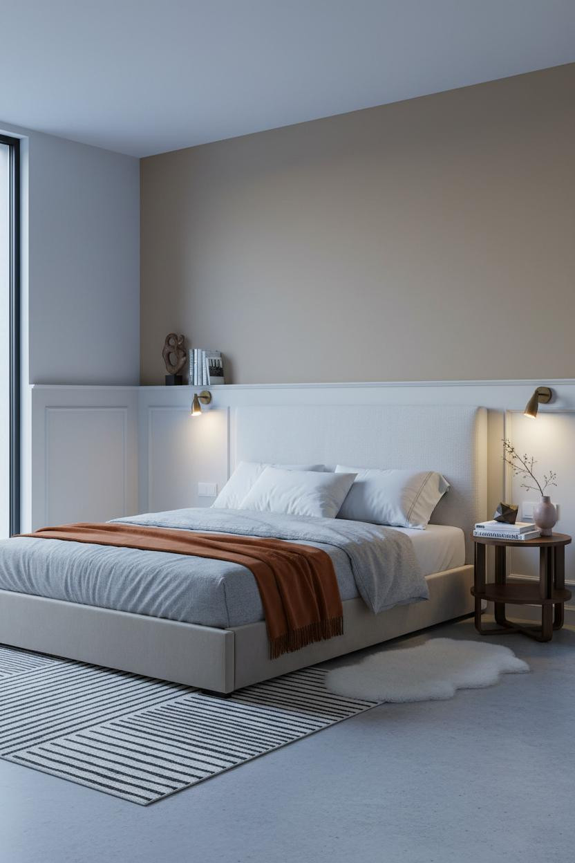 Small Bedroom Layout Platform Bed Wainscoting