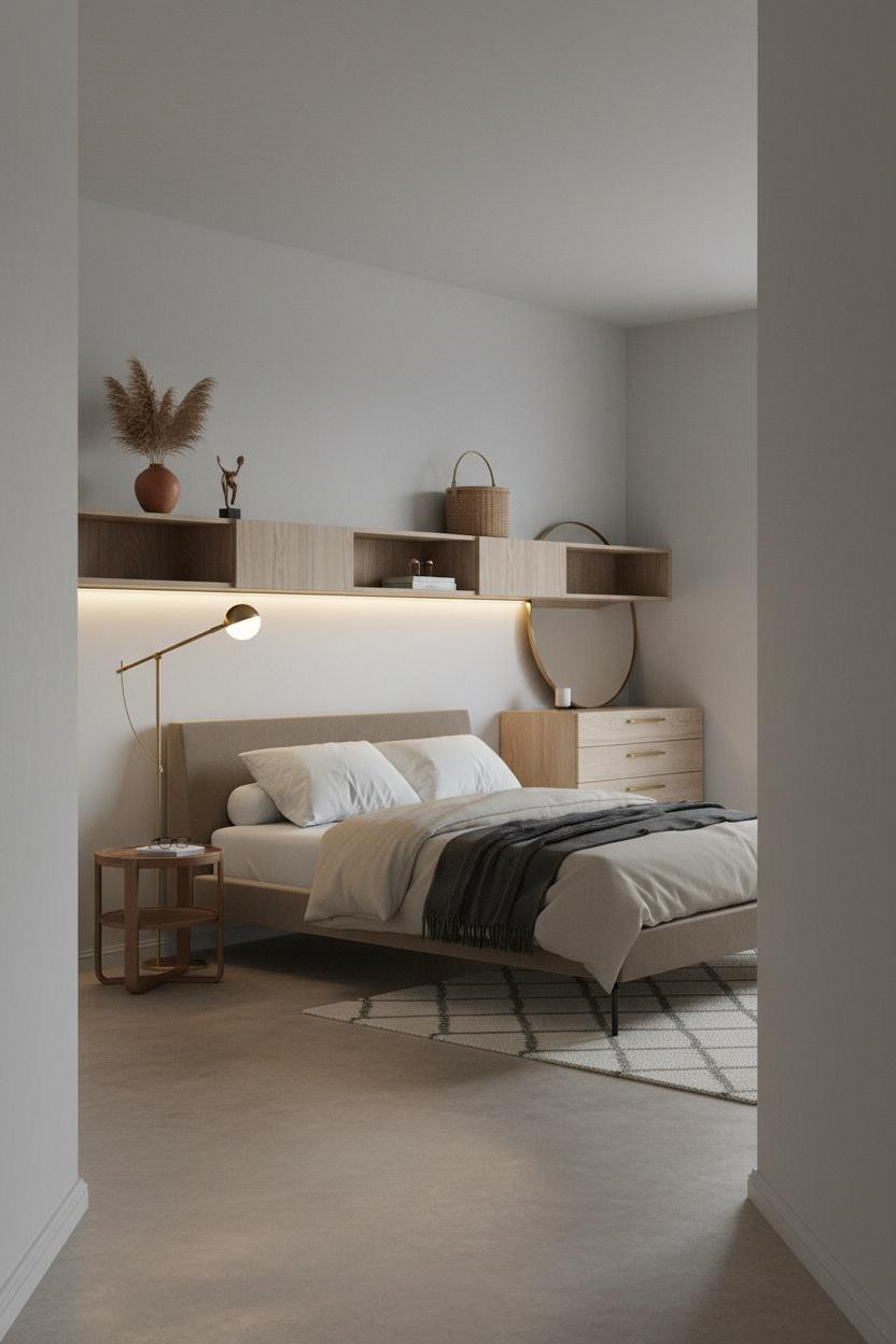 Small Bedroom Minimalist Floating Shelf