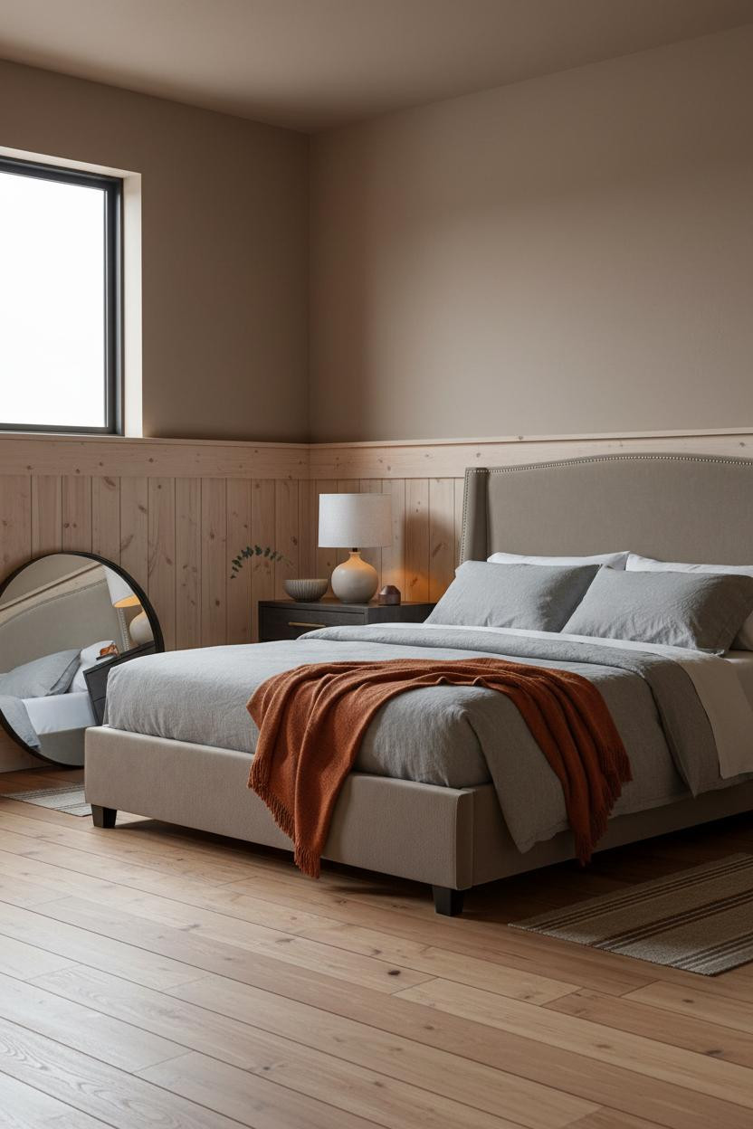 Small Bedroom Minimalist Wainscoting Natural Light