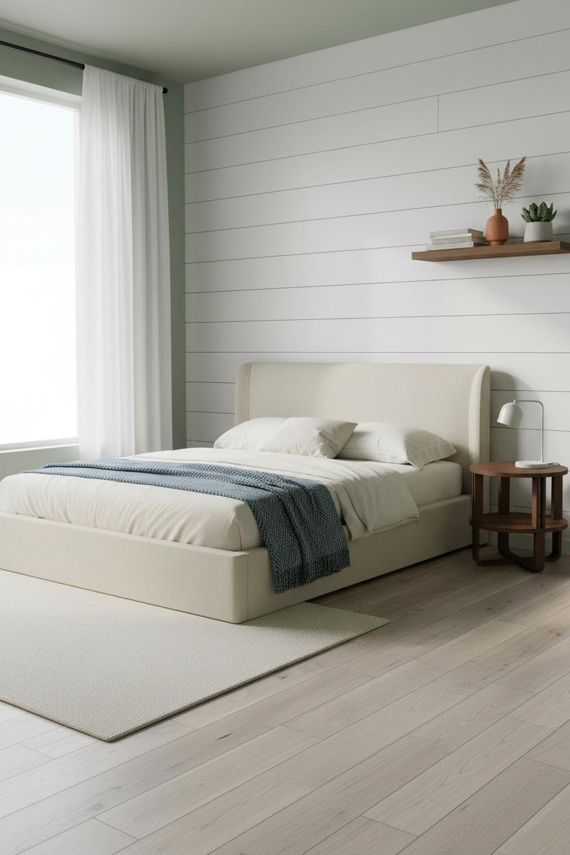 Small Bedroom Minimalist White Shiplap