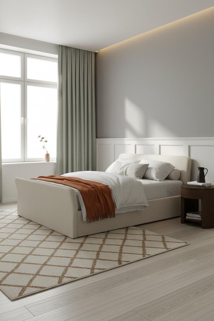 Small Double Bedroom Coastal Wainscoting