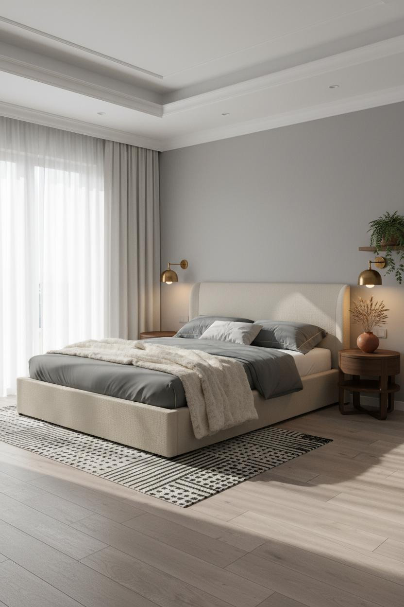 Small Double Bedroom Scandi Design Crown Molding