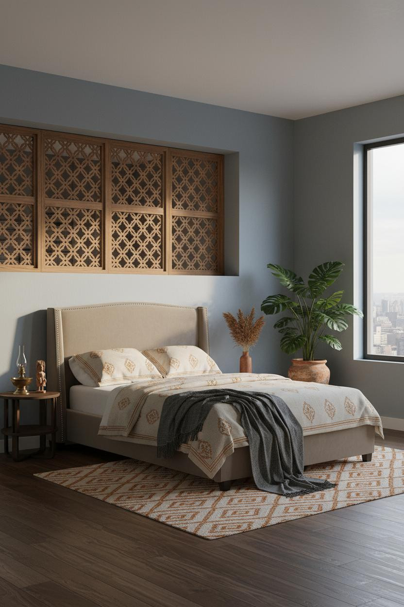 Small Indian Bedroom Jali Screen Decor