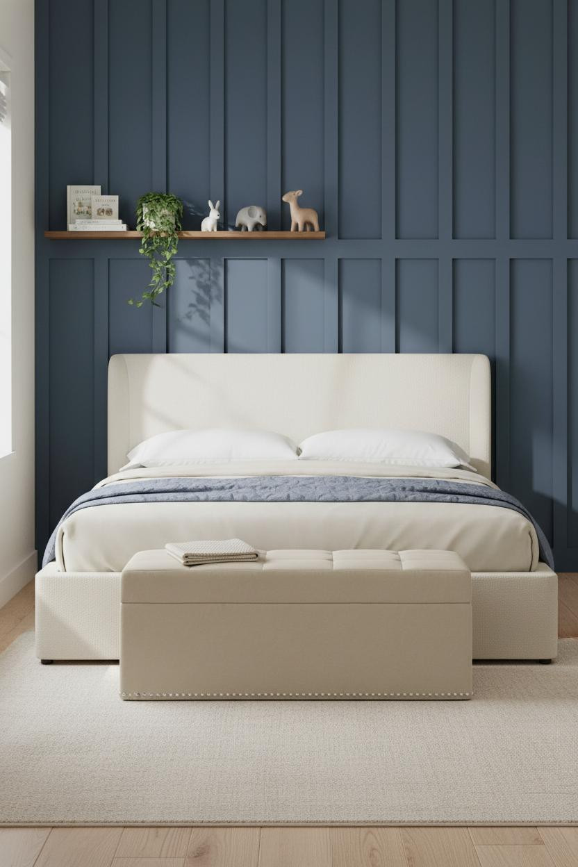 Small Kids Room Navy Board and Batten Bedroom