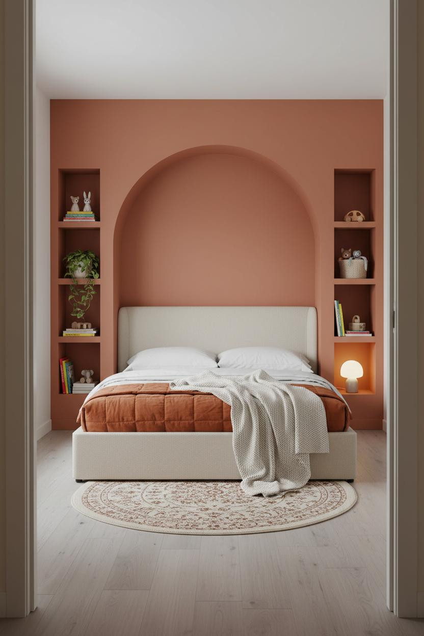 Small Kids Room Scandi Orange Nook Design