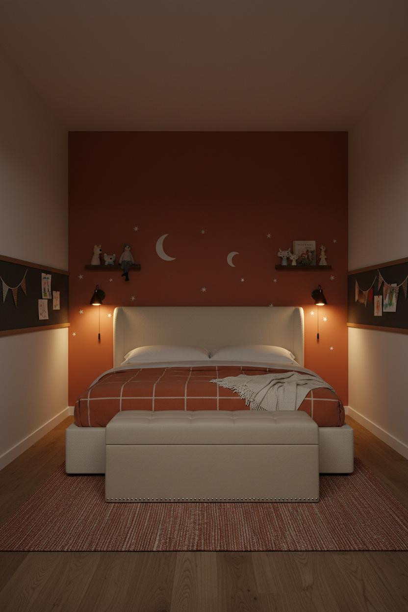 Small Kids Room Terracotta Accent Wall