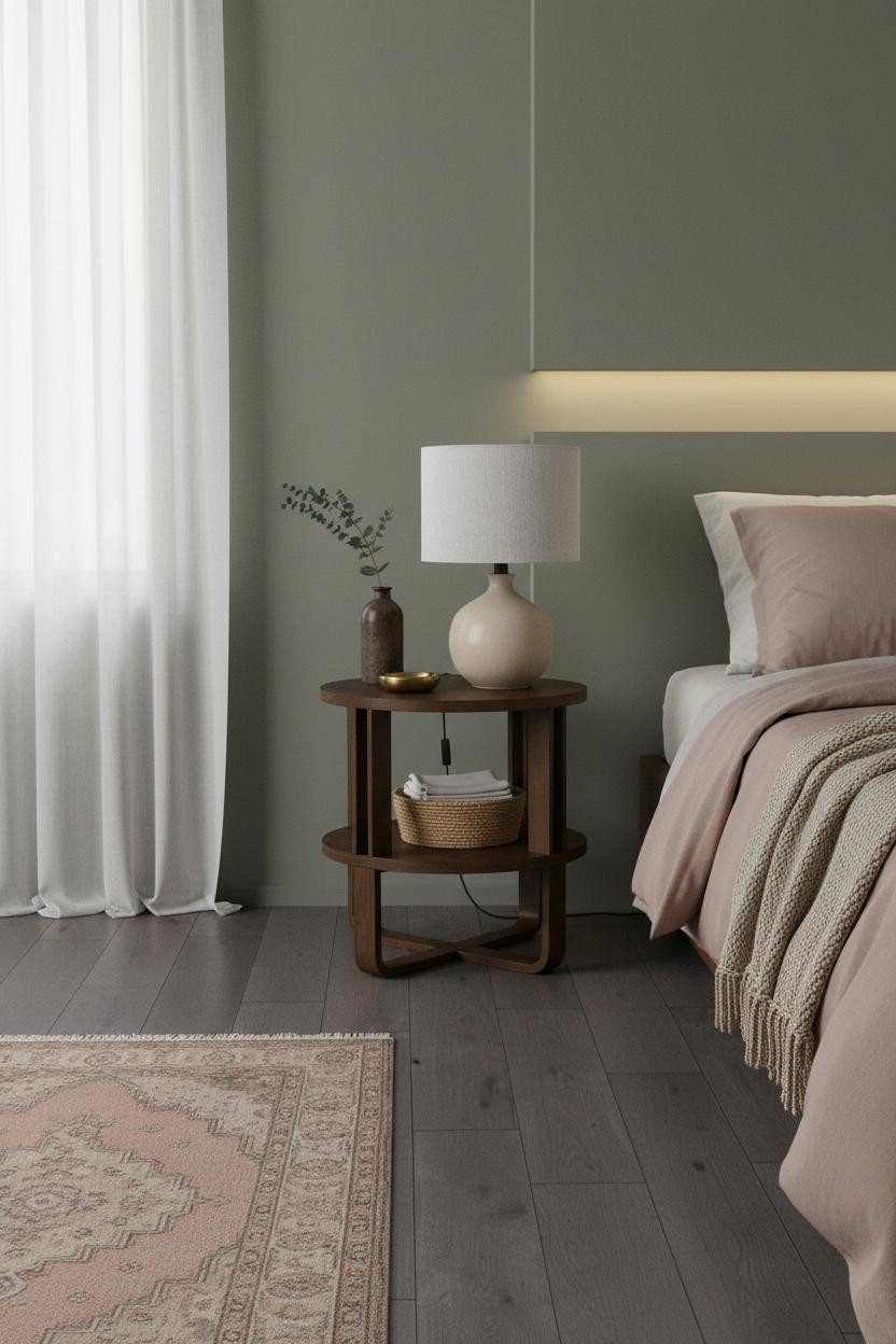 Small Nightstand Narrow Wood Tapered Legs