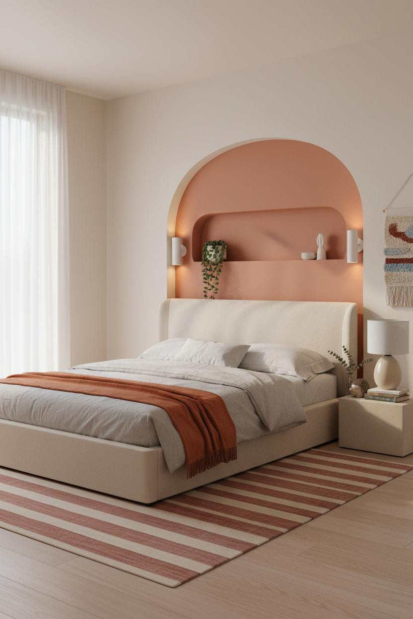 Small Teen Bedroom Arched Niche Coral