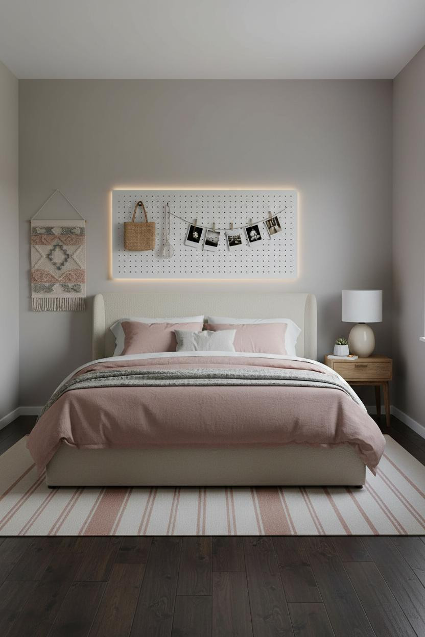 Small Teen Bedroom Pegboard Storage