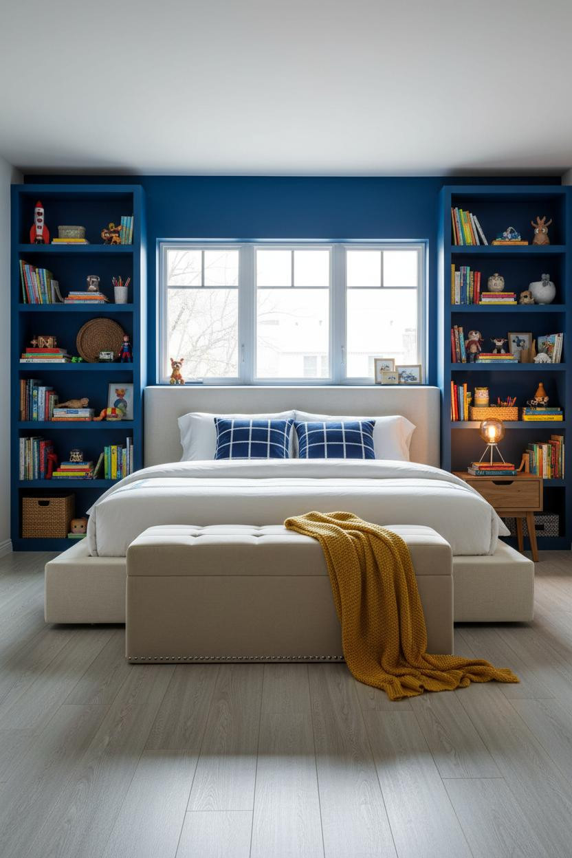 Stylish Kids Room Cobalt Blue Shelving