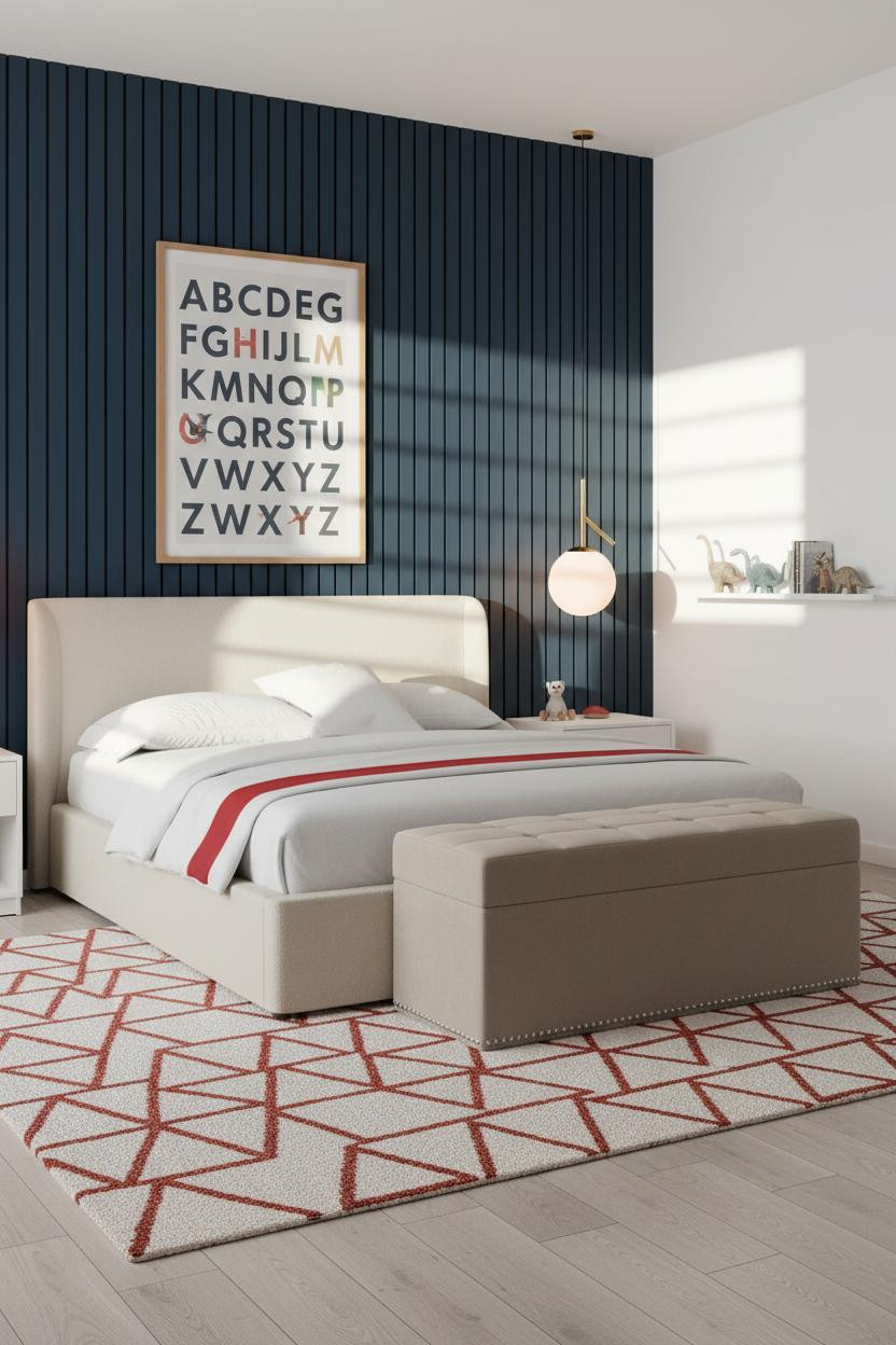 Stylish Kids Room Cobalt Accent Wall