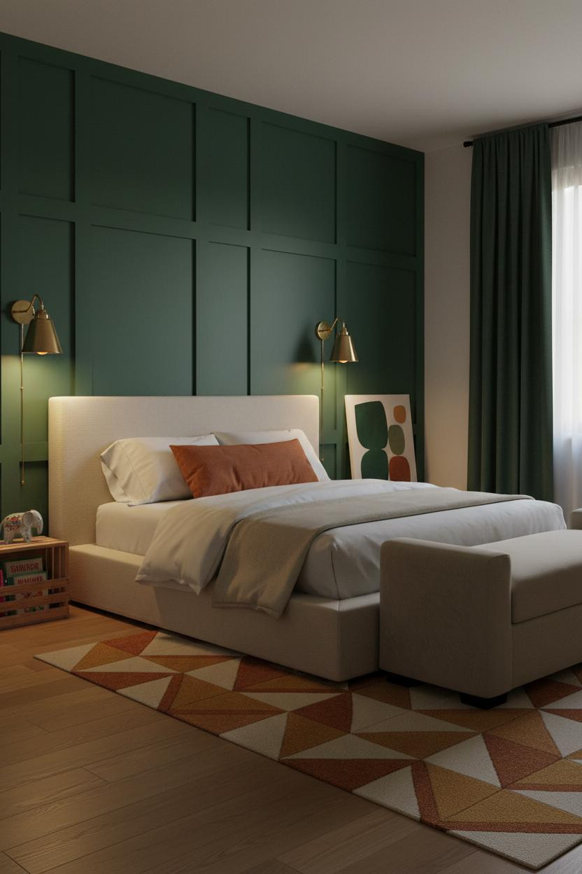 Stylish Kids Room Forest Green Board Batten