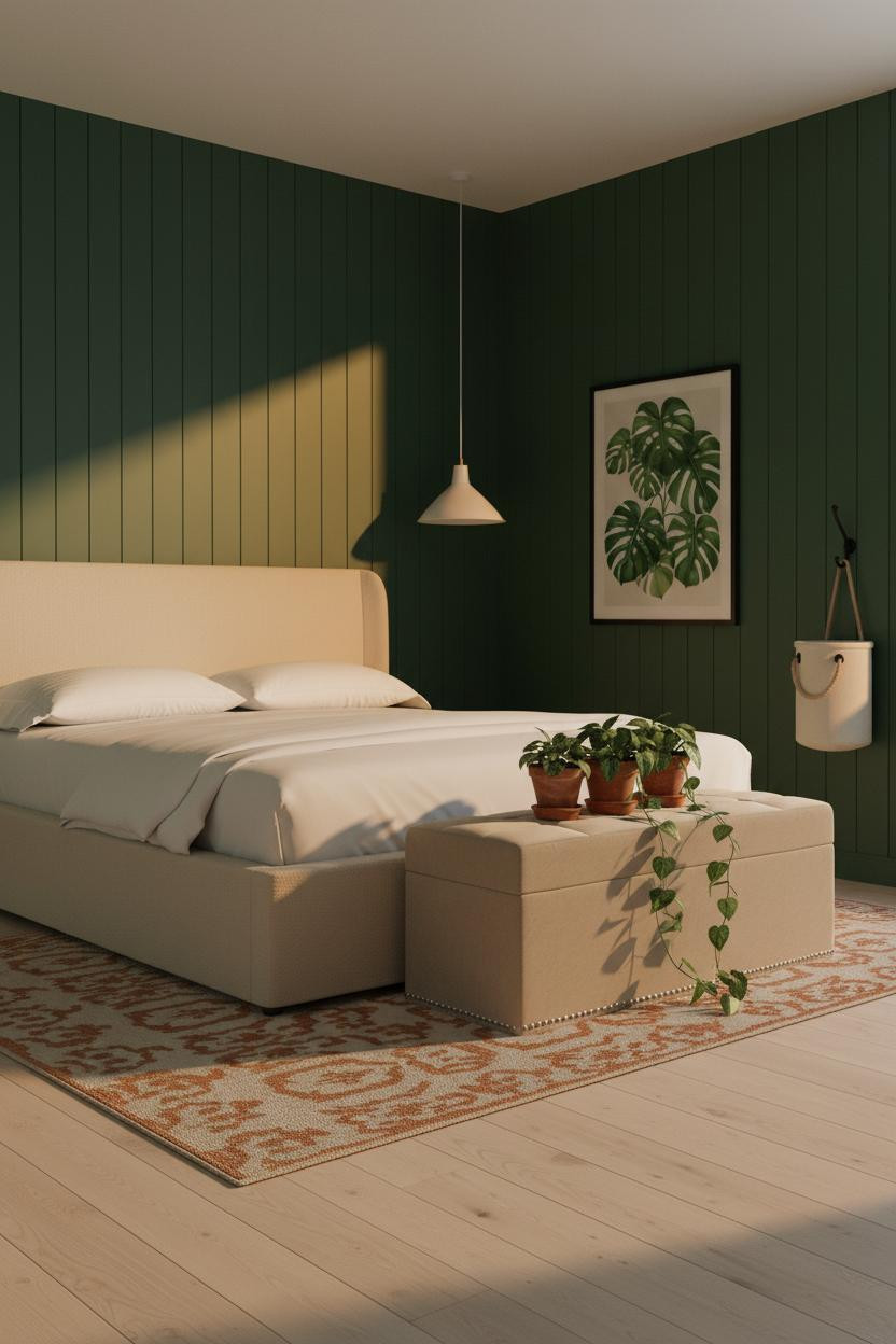 Stylish Kids Room Forest Green Scandi Headboard