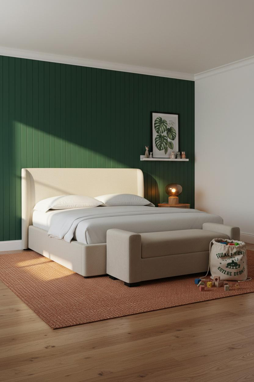 Stylish Kids Room Forest Green Shiplap Bedroom