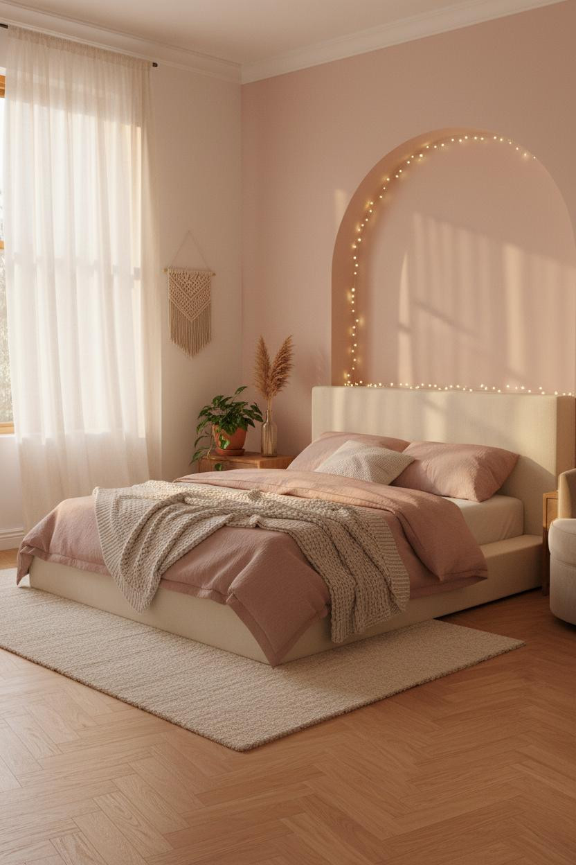 Teen Bedroom Boho Arched Niche Fairy Lights