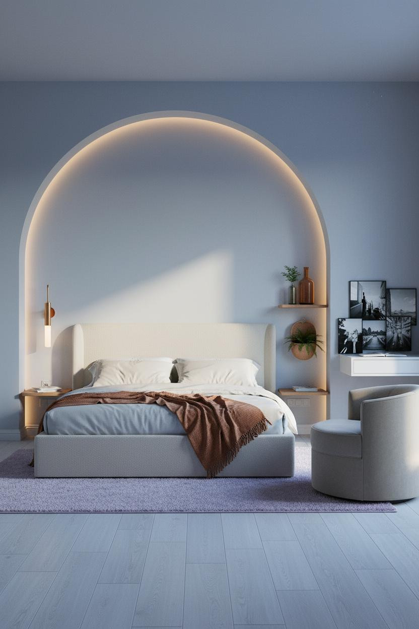 Teen Bedroom Makeover Modern Blue Room with Arched Niche