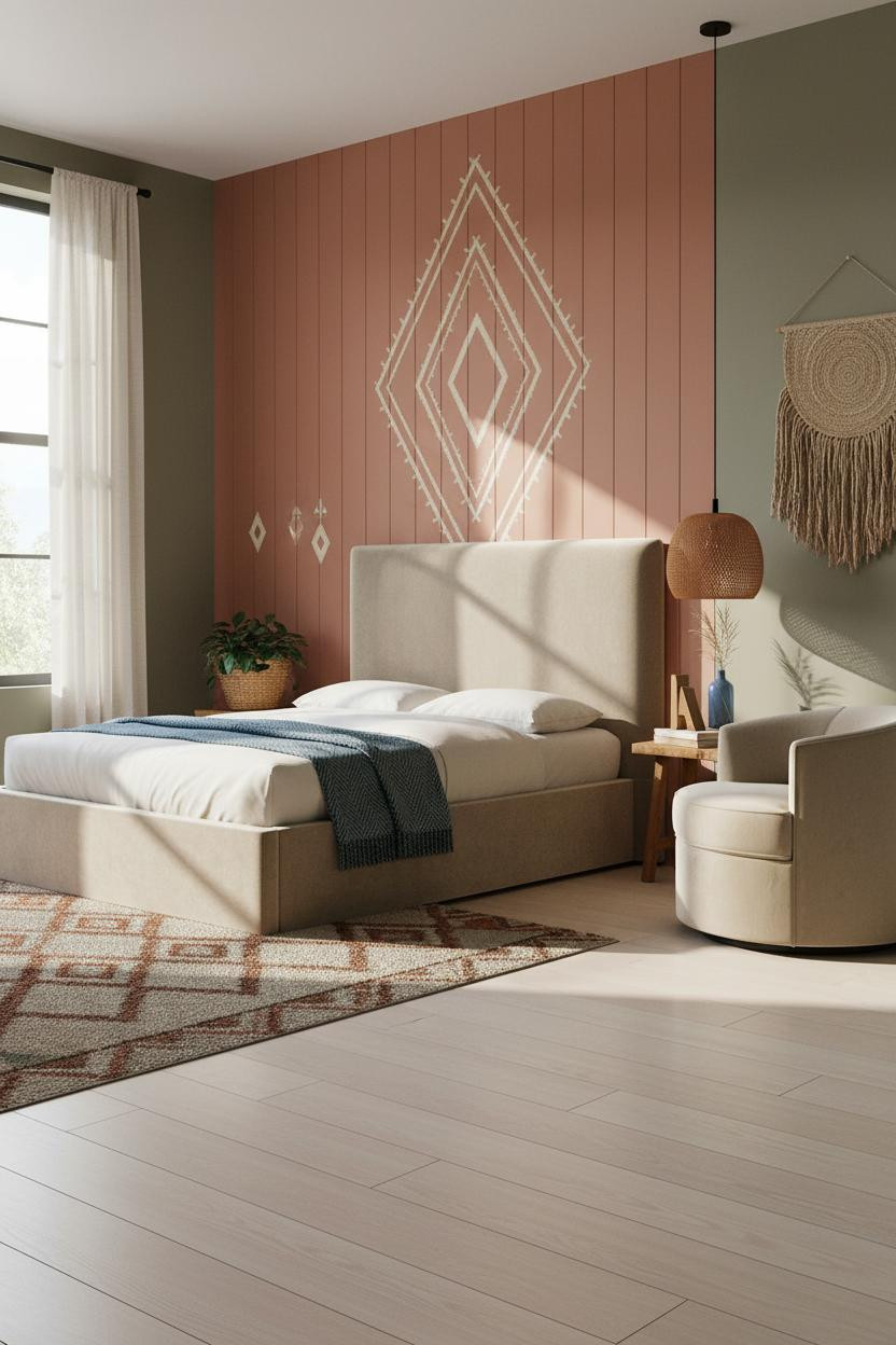 Teen Boho Bedroom Terracotta Shiplap Accent