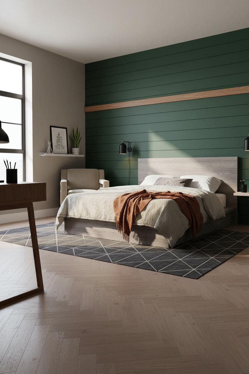 Teen Boy Bedroom Forest Green Modern