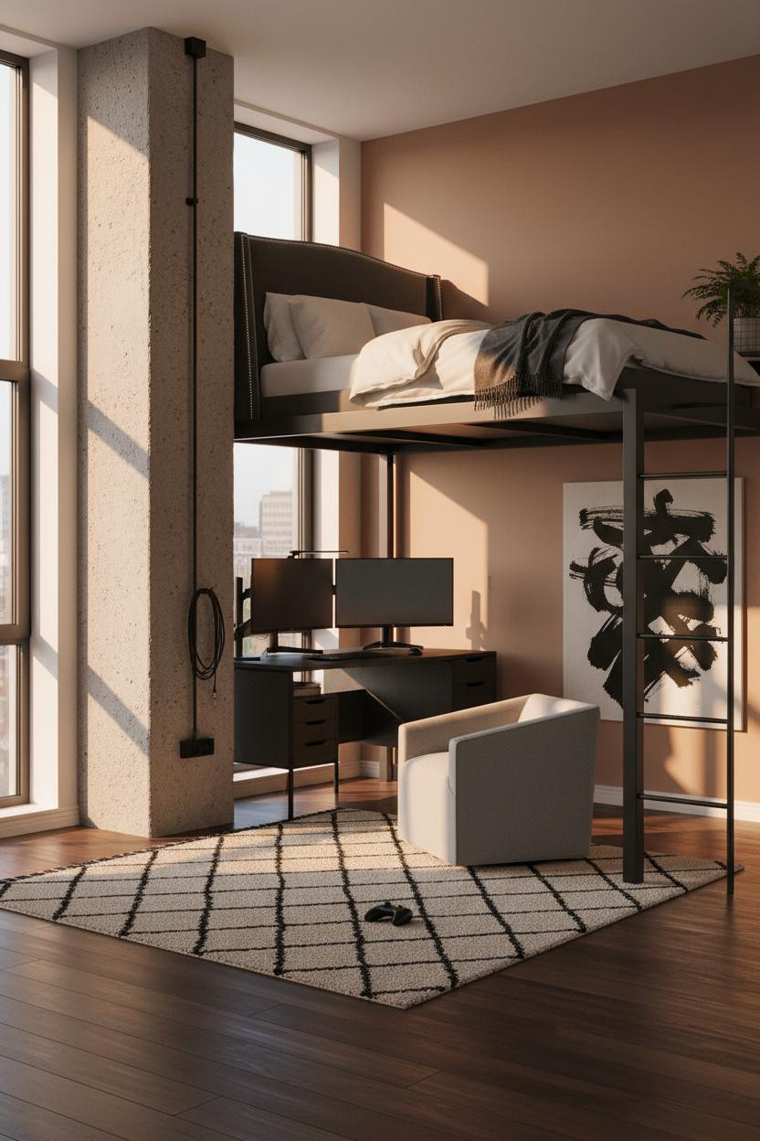 Teen Gaming Bedroom Loft Bed Gamer Setup