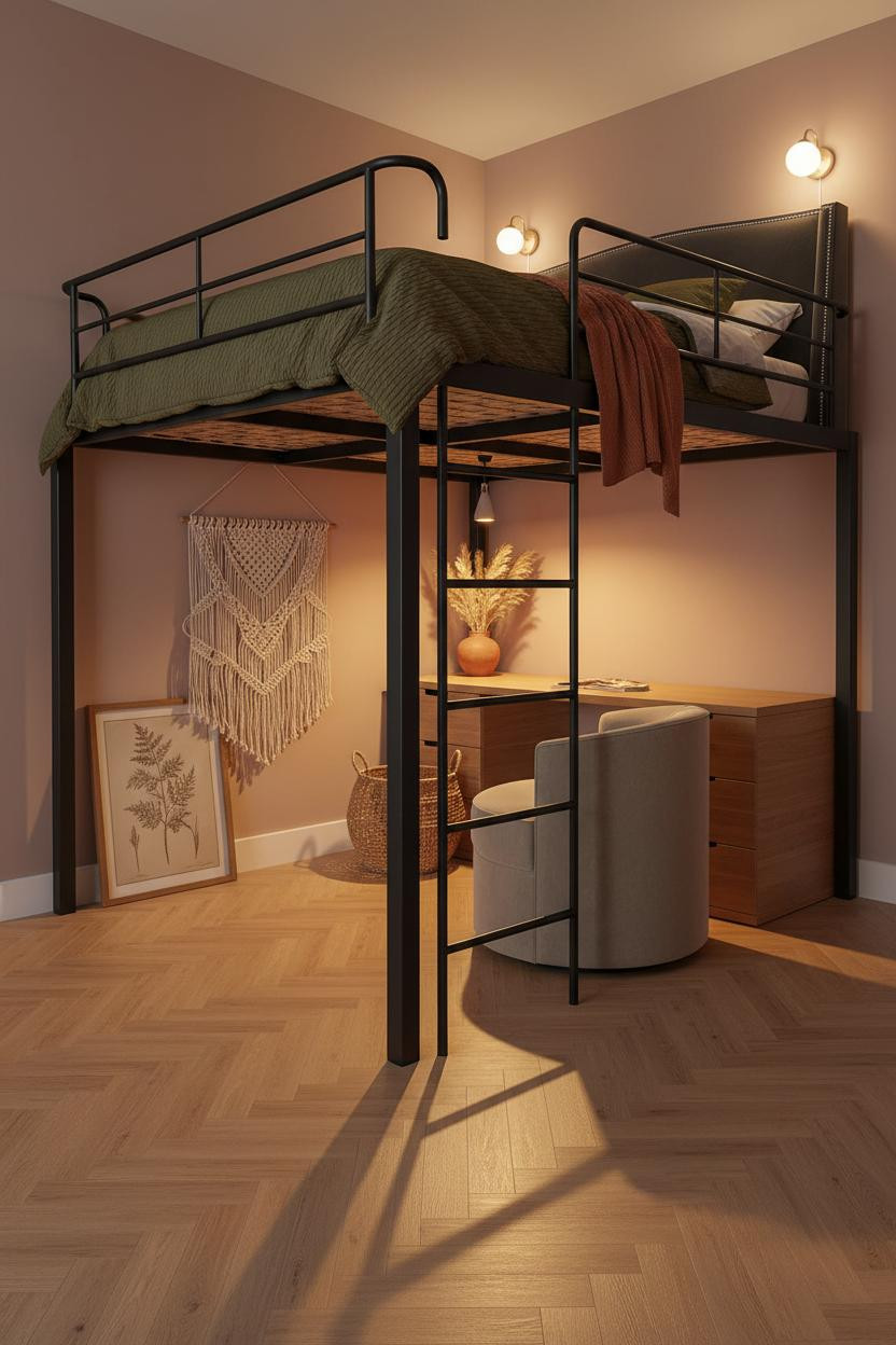 Teen Loft Bedroom Boho Industrial