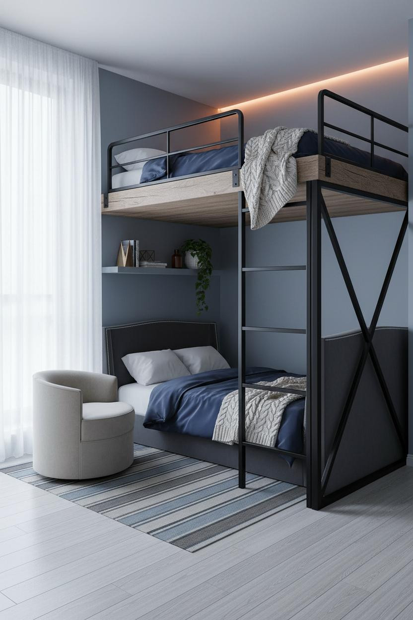 Teen Loft Bedroom Modern Study Zone