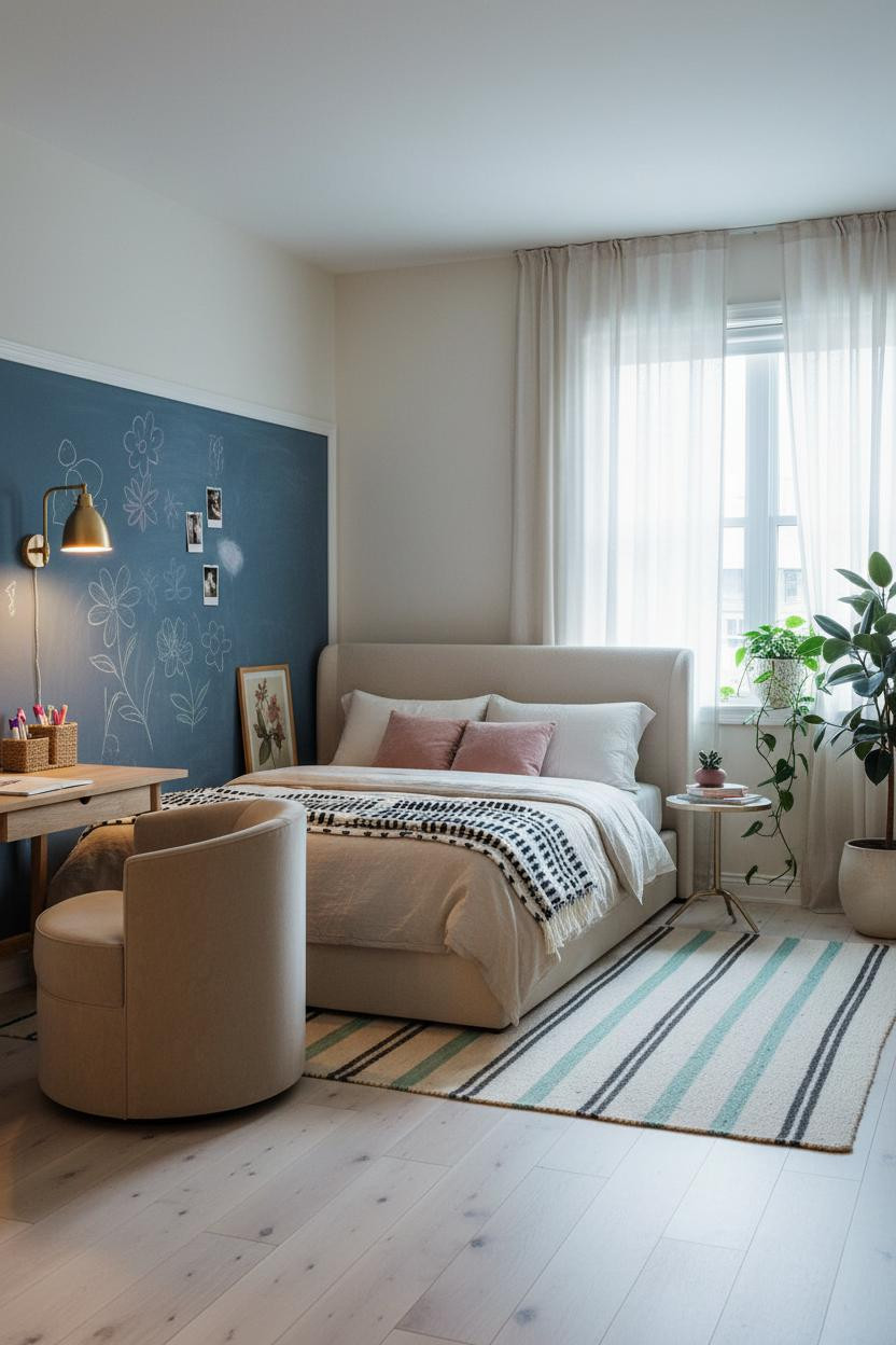 Trendy Teen Bedroom Botanical Chalkboard Desk