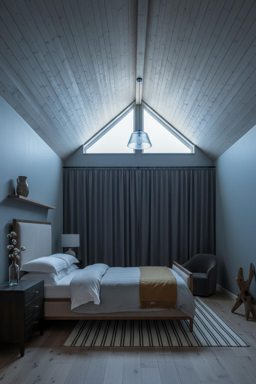 Vaulted Ceiling Bedroom Eaves Coastal Modern