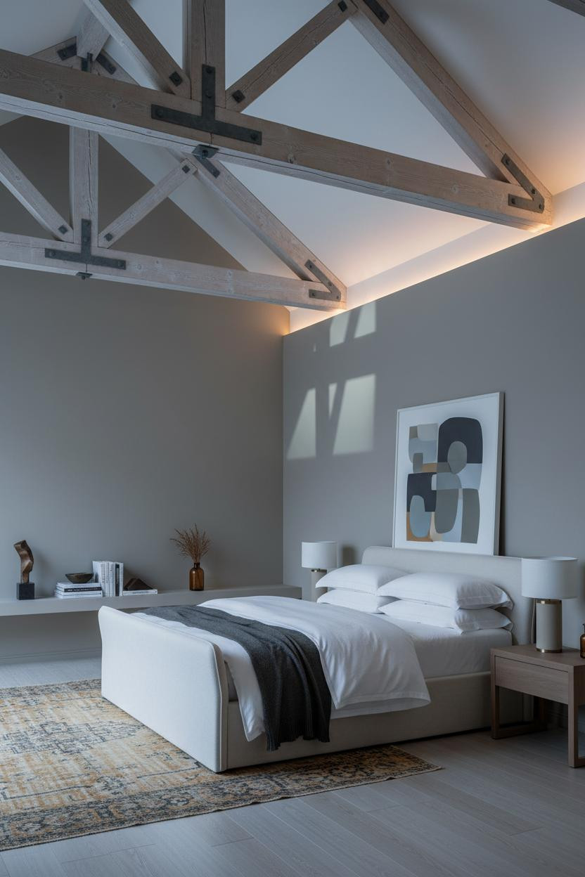 Vaulted Ceiling Bedroom Exposed Beams Loft