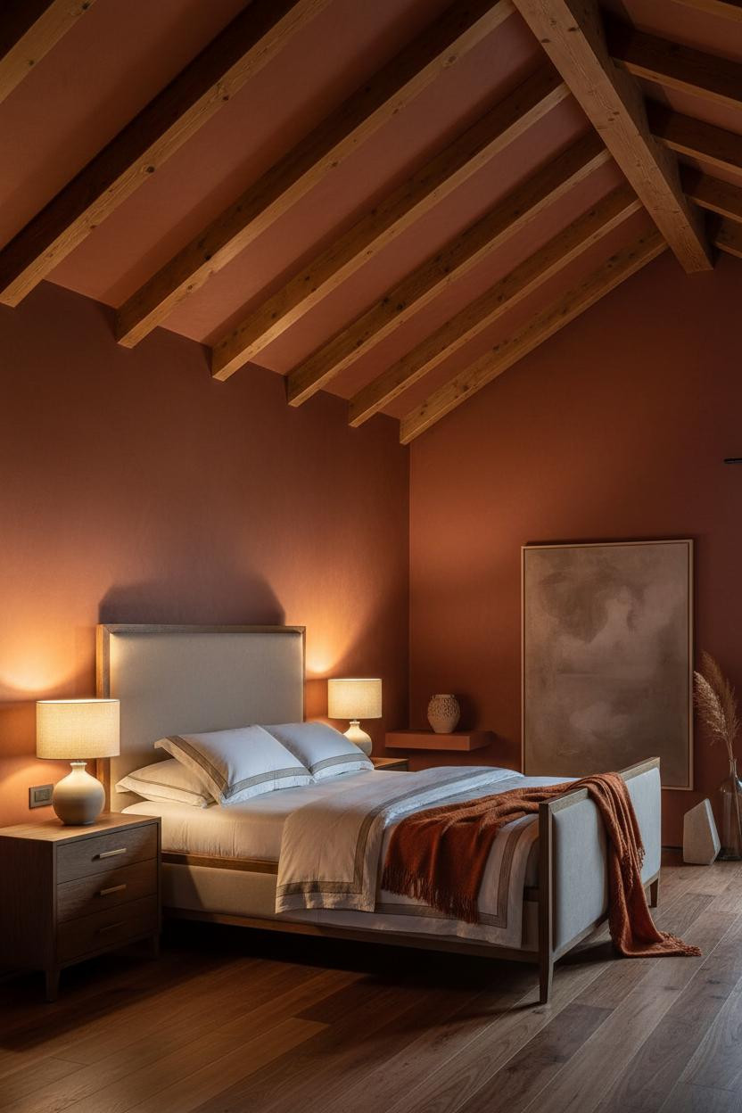 Vaulted Ceiling Bedroom Exposed Beams