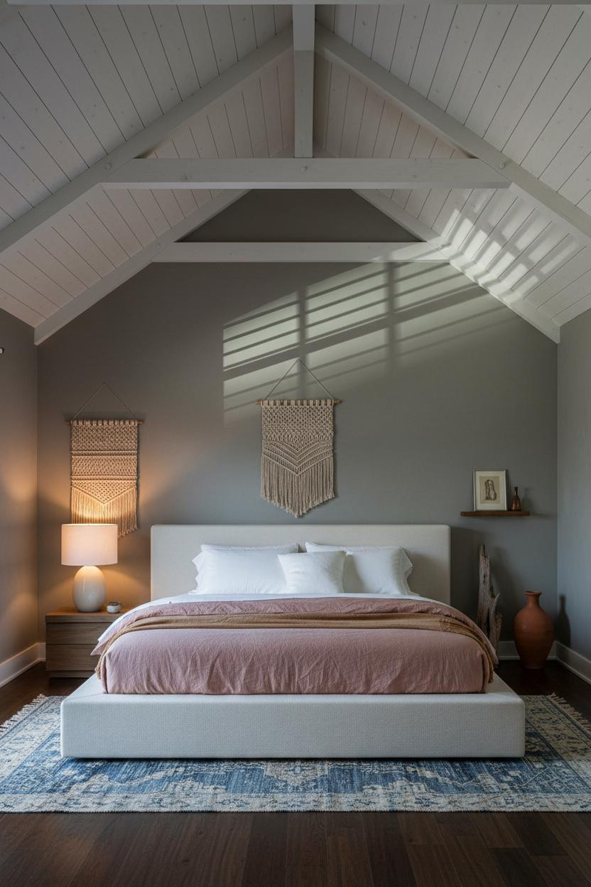 Vaulted Ceiling Bedroom Pitched Roof Design