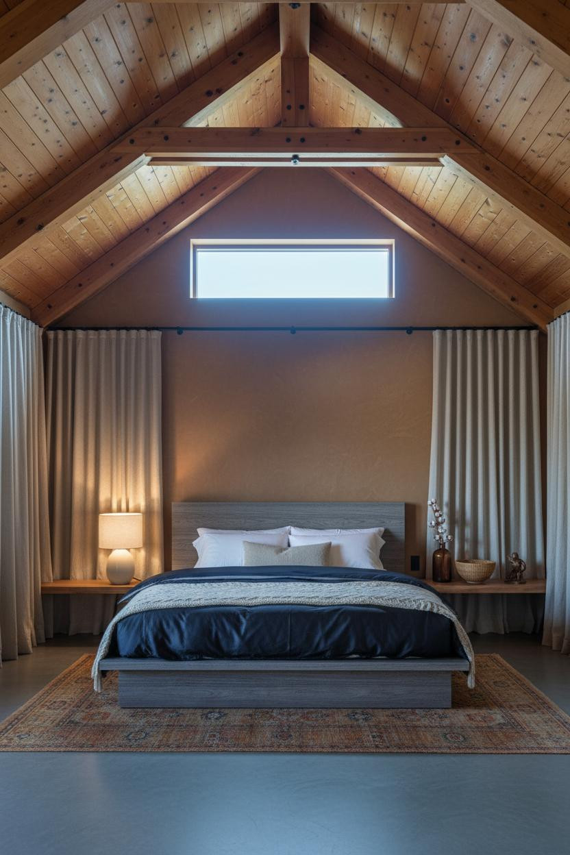 Vaulted Ceiling Bedroom Pitched Roof Timber