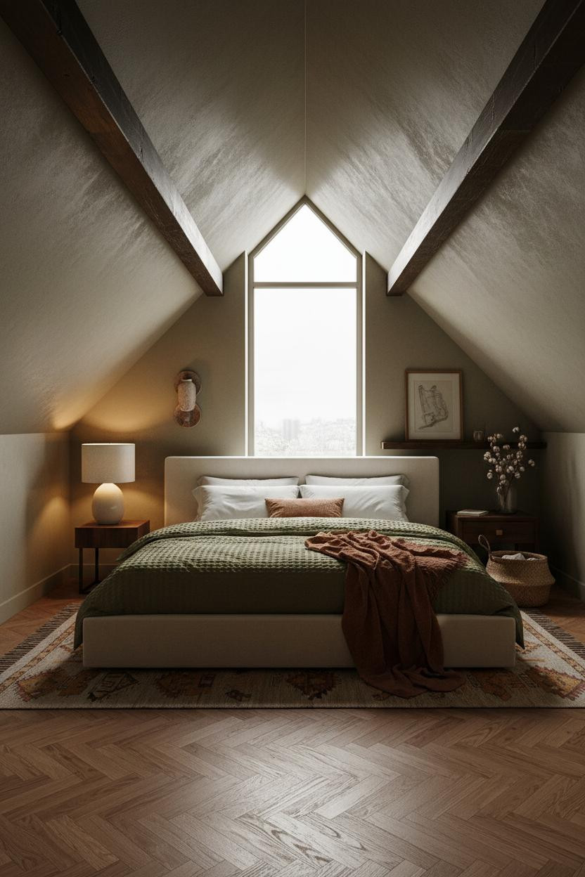 Warm Cozy Attic Bedroom Boho Neutral