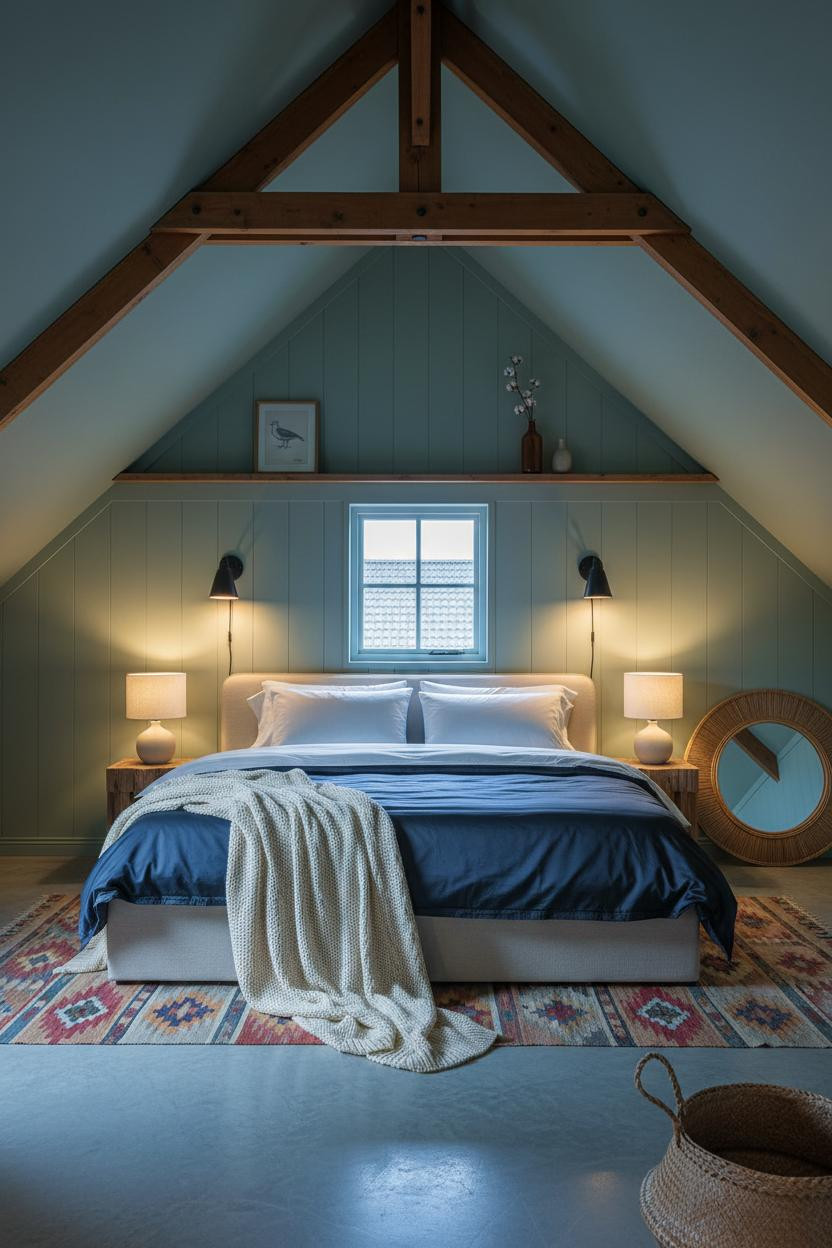 Warm Cozy Attic Bedroom Coastal Modern
