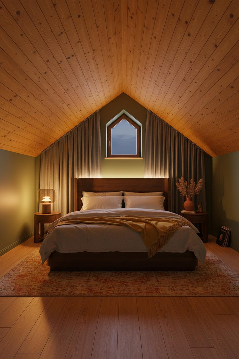 Warm Cozy Attic Bedroom Honey Pine