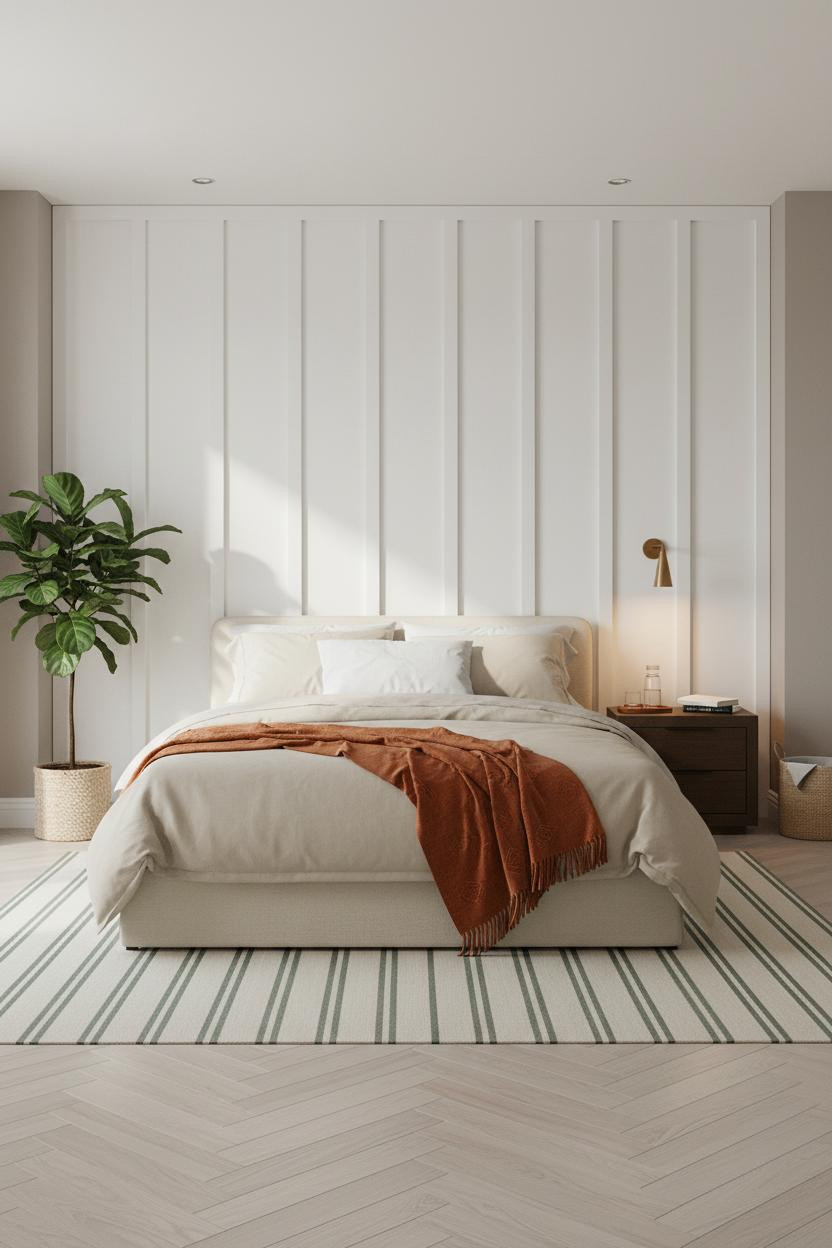 White Bed Frame Coastal Modern Guest Bedroom