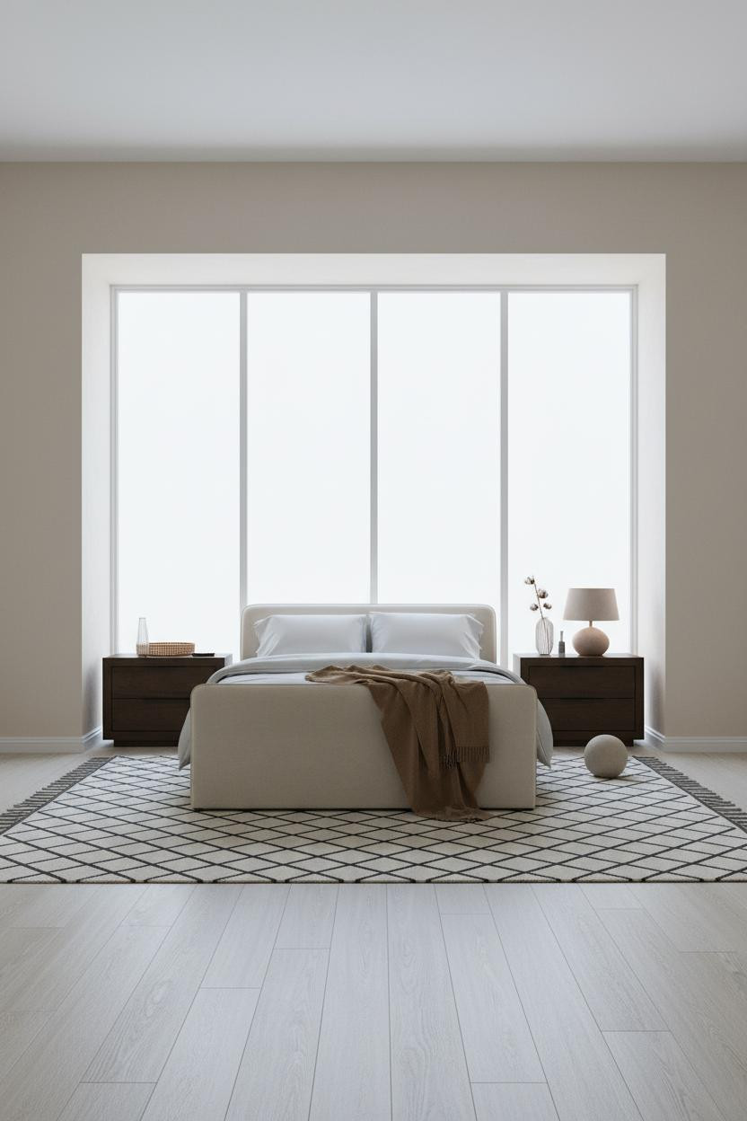 White Bed Frame Modern Alcove Bedroom