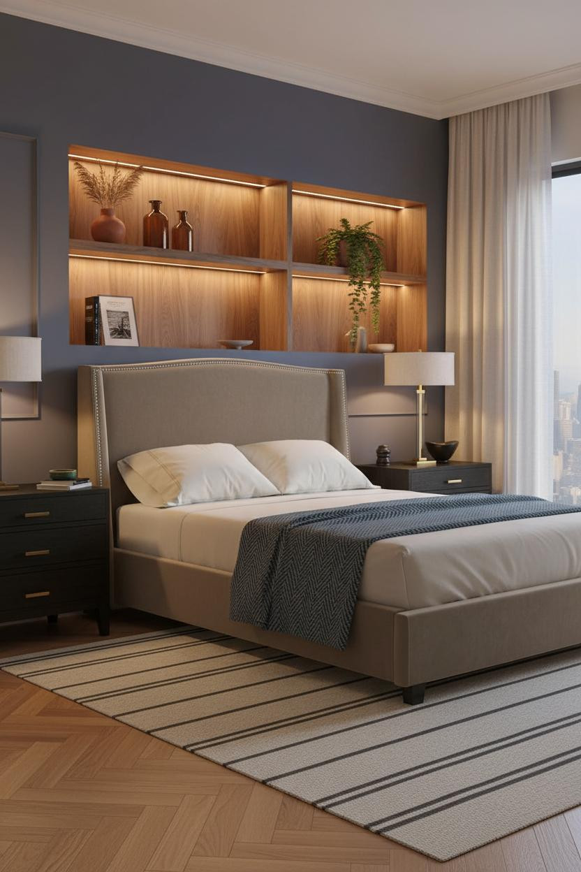 500 Sqft Studio Japandi Bedroom Shelving