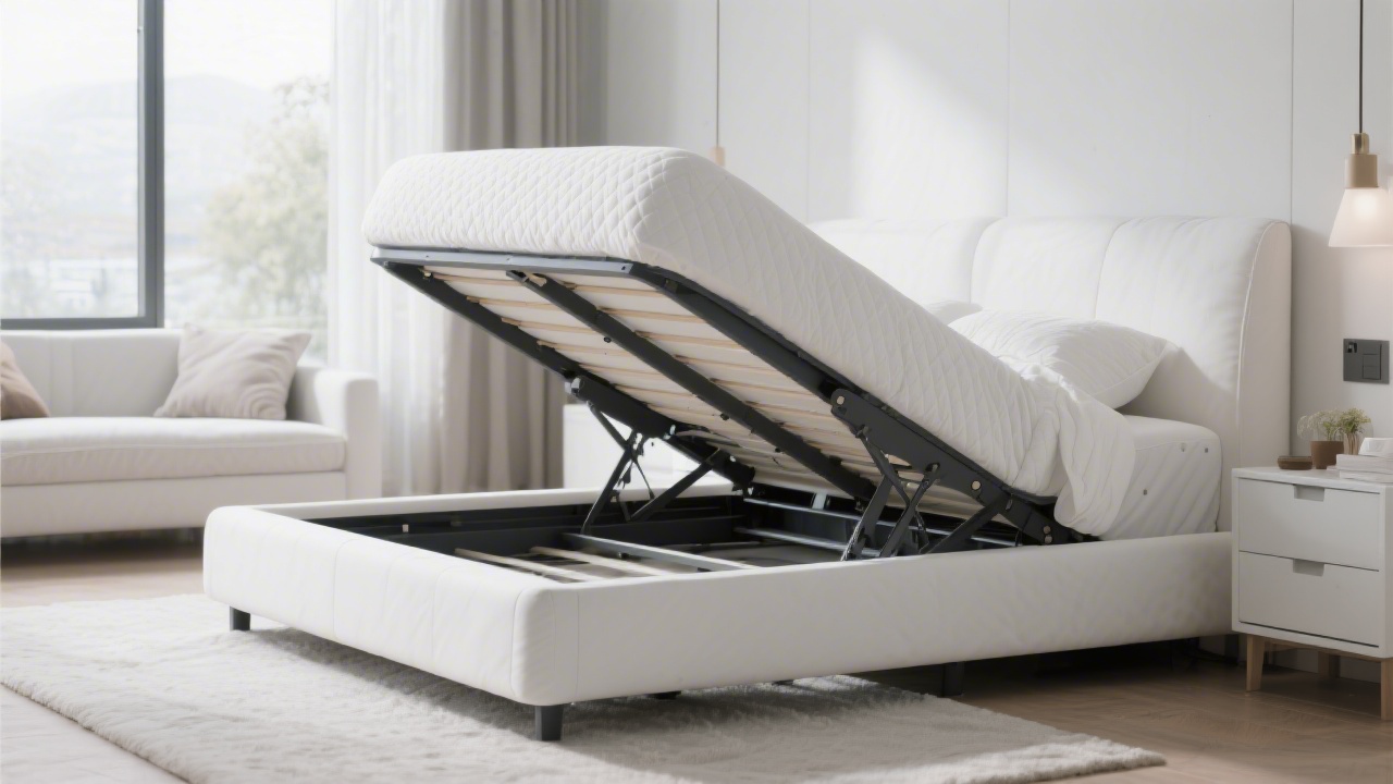 Adjustable base shown in elevated position illustrating height profile and sheet compatibility requirements