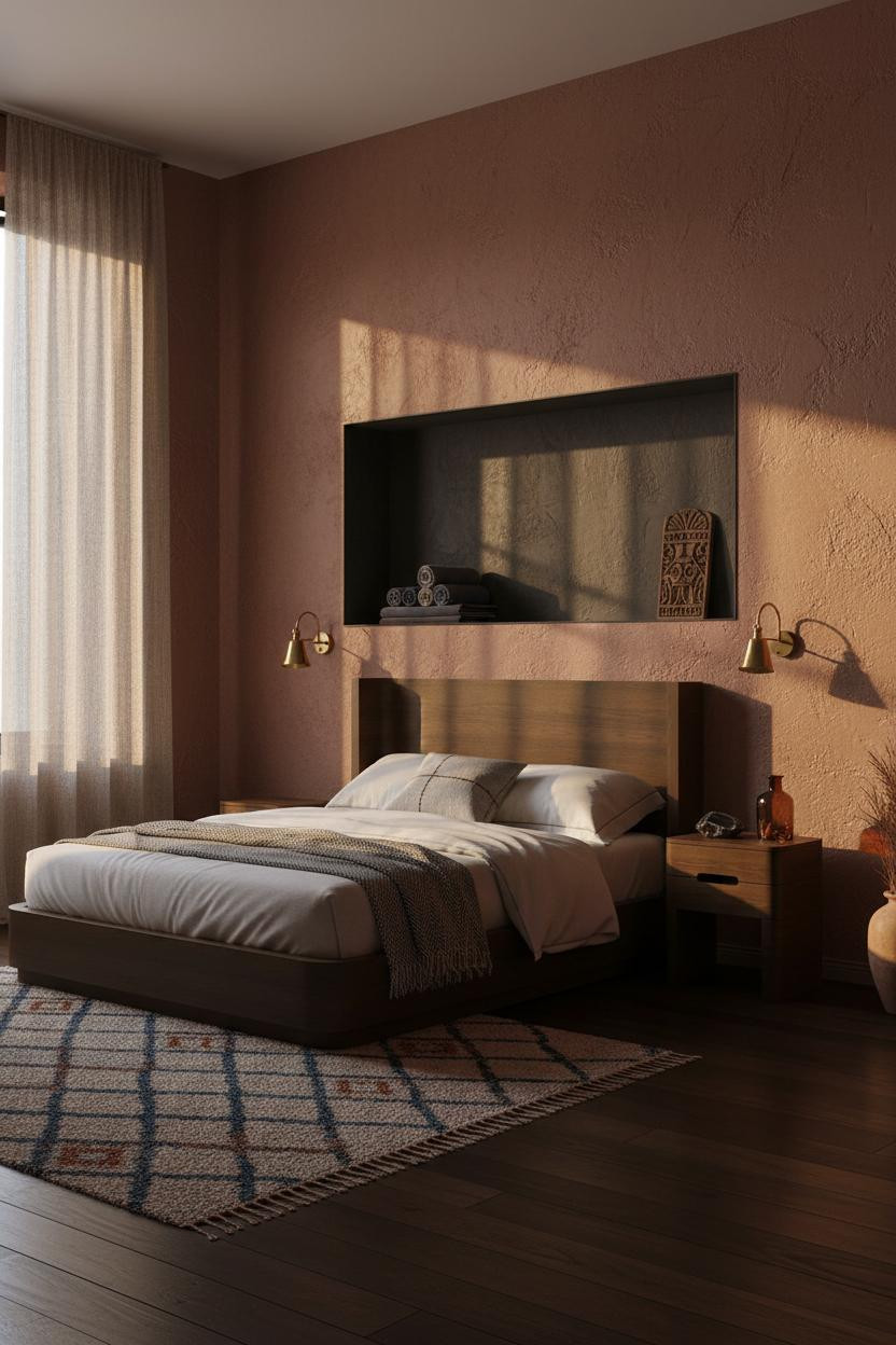 Afro Boho Bedroom Charcoal Plaster Indigo