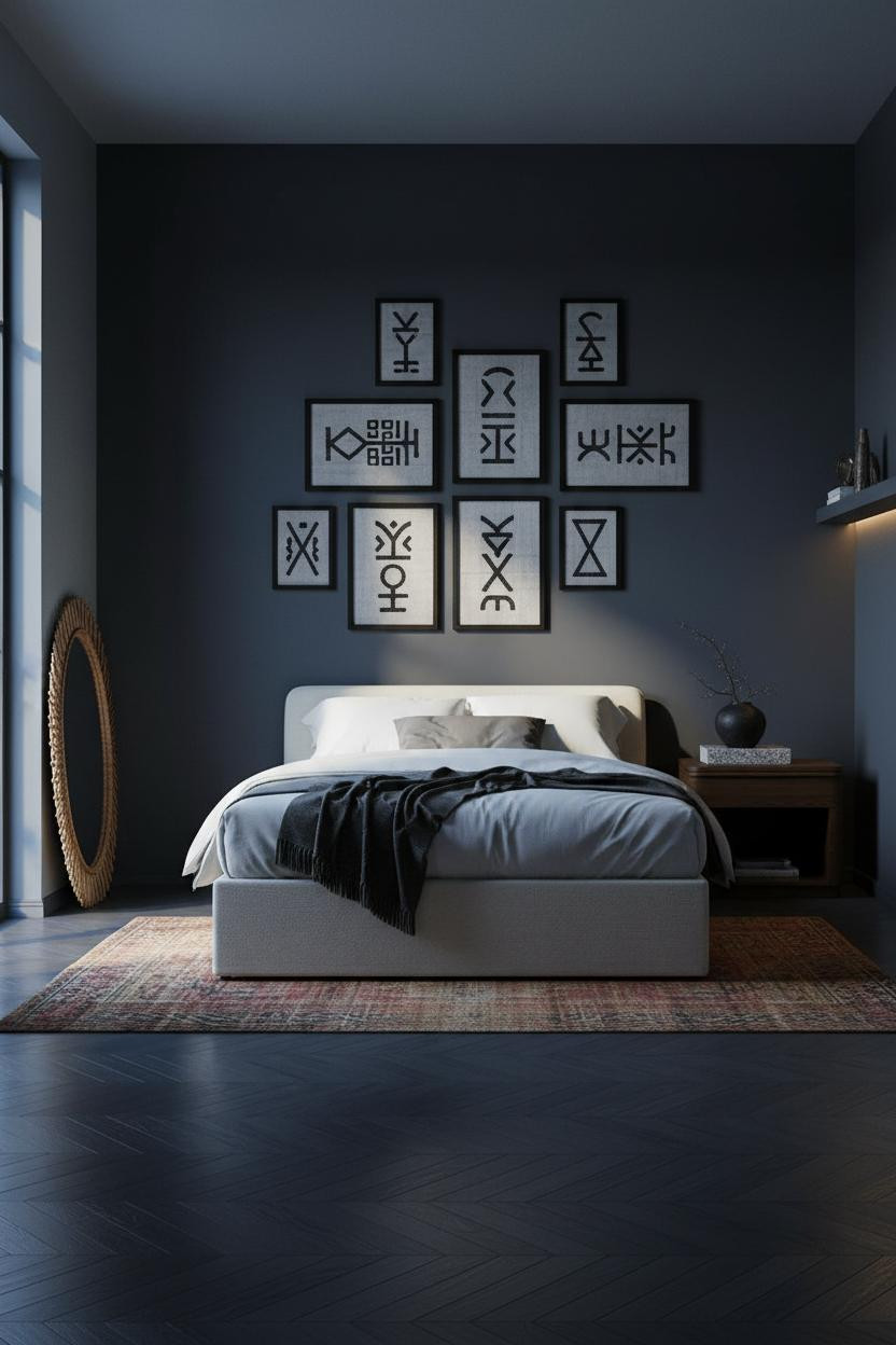 Afro Boho Bedroom Indigo Gallery Wall