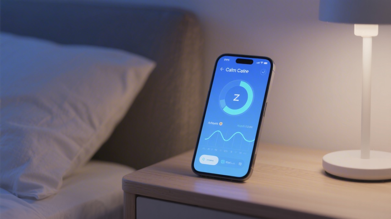 AI sleep coaching app on smartphone displaying sleep analytics