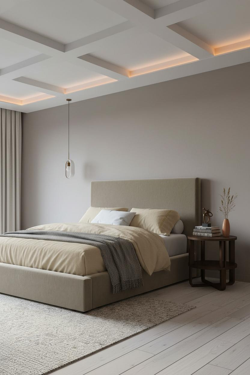 American Classic Bedroom Coffered Ceiling Federal Design