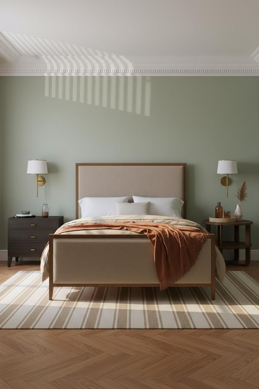 American Classic Bedroom Crown Molding Brass Sconces