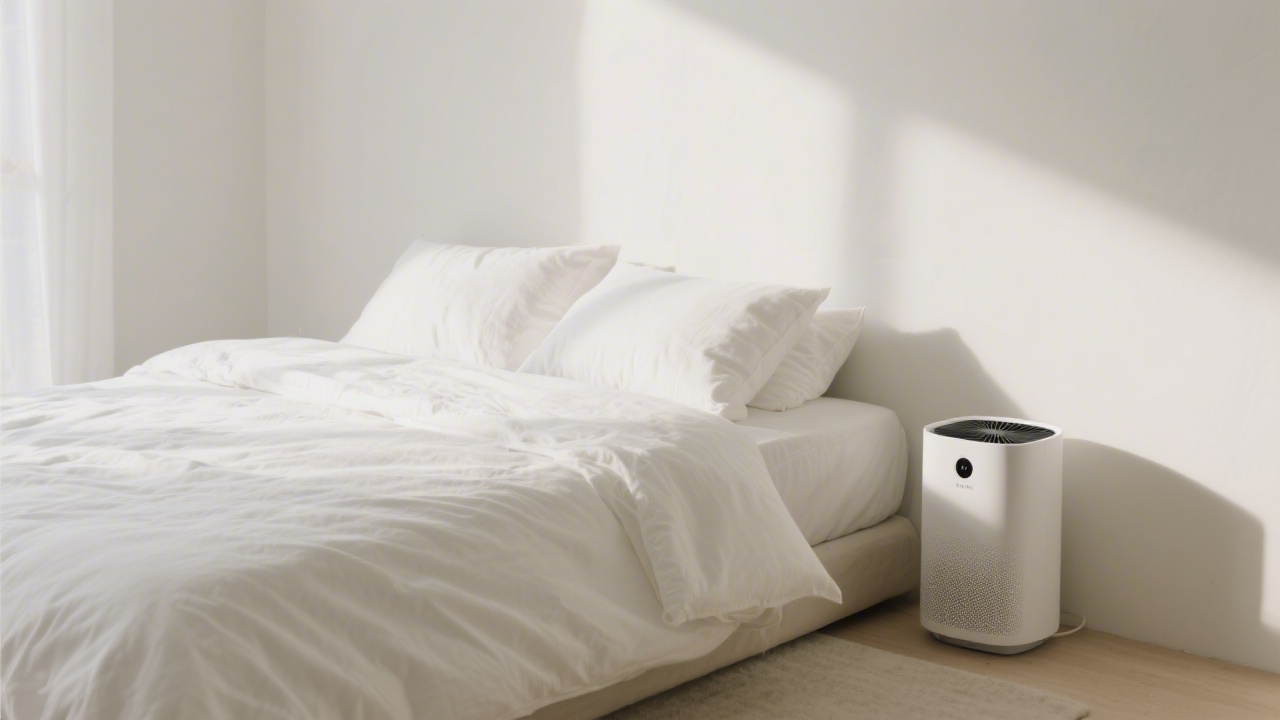 Clean allergen-controlled bedroom for asthma sleep management