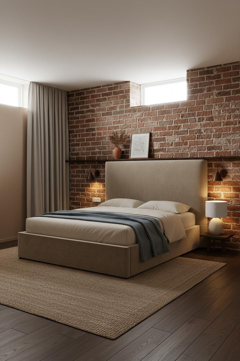 Basement Studio Apartment Exposed Brick Layout