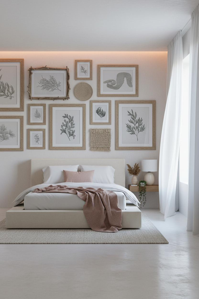 Beach Bedroom Driftwood Gallery Wall Coastal